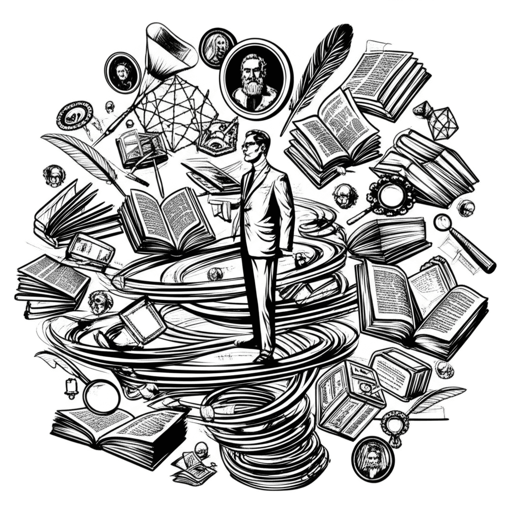 Visual network connecting founders, mental models, and primary sources