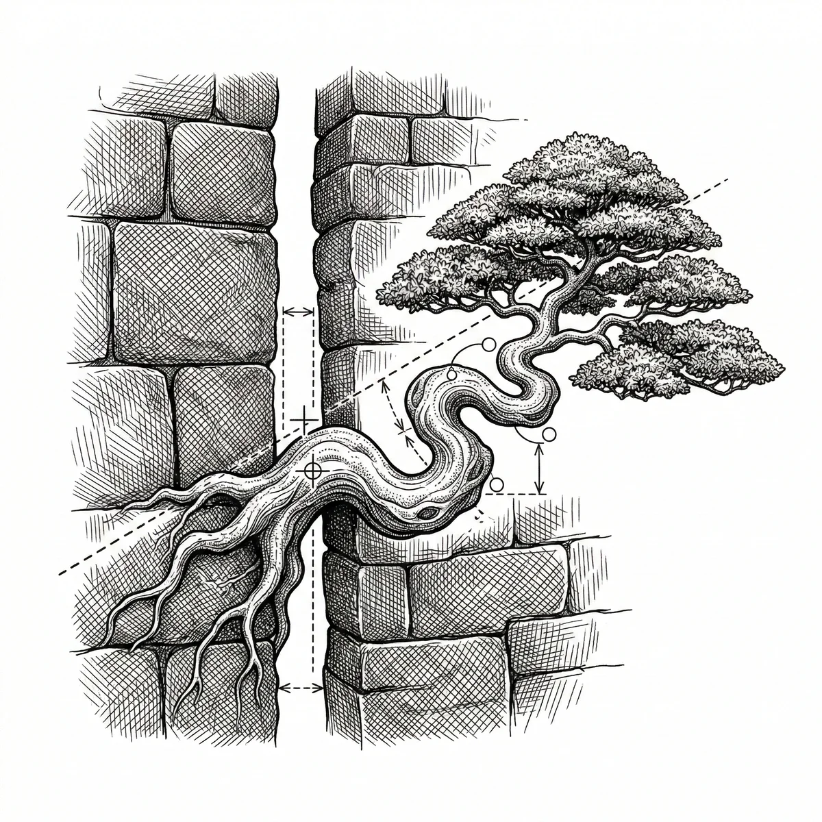 Bonsai growing through stone wall crack &ndash; The Forge