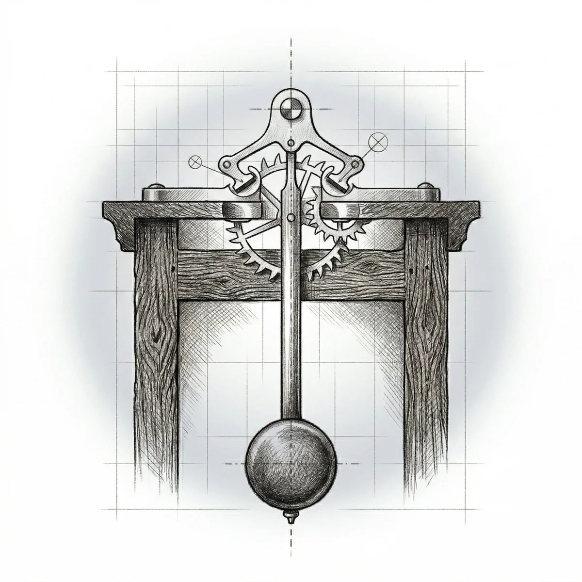 Grandfather clock mechanism worn smooth by decades