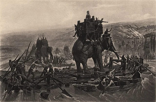 Hannibal crossing the Rh&ocirc;ne during the Second Punic War