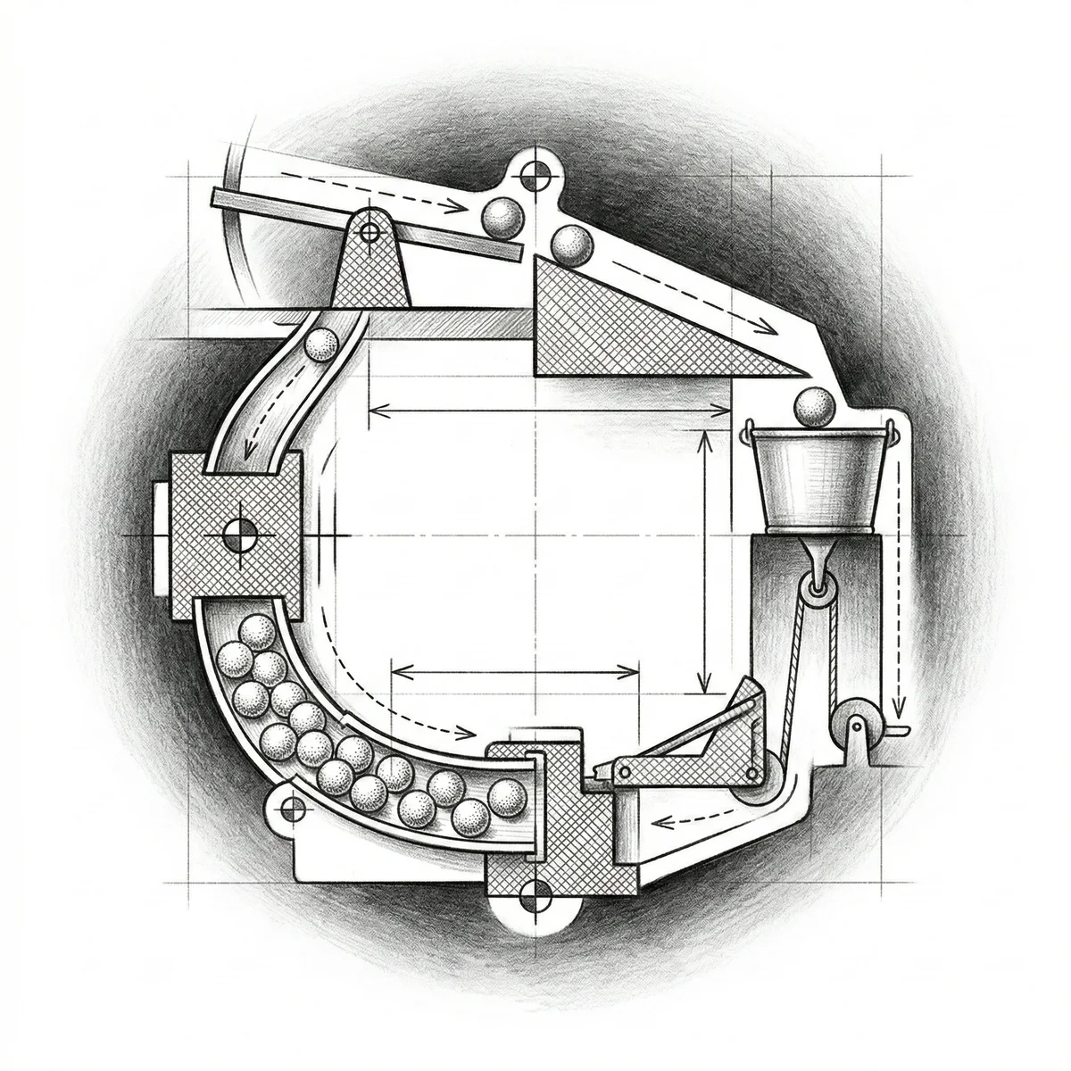 Rube Goldberg feedback loop with amplification