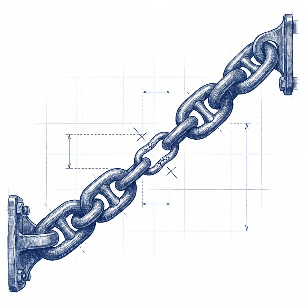 Chain with one tiny link under stress