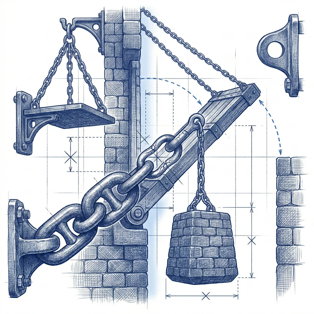 Drawbridge with massive counterweight