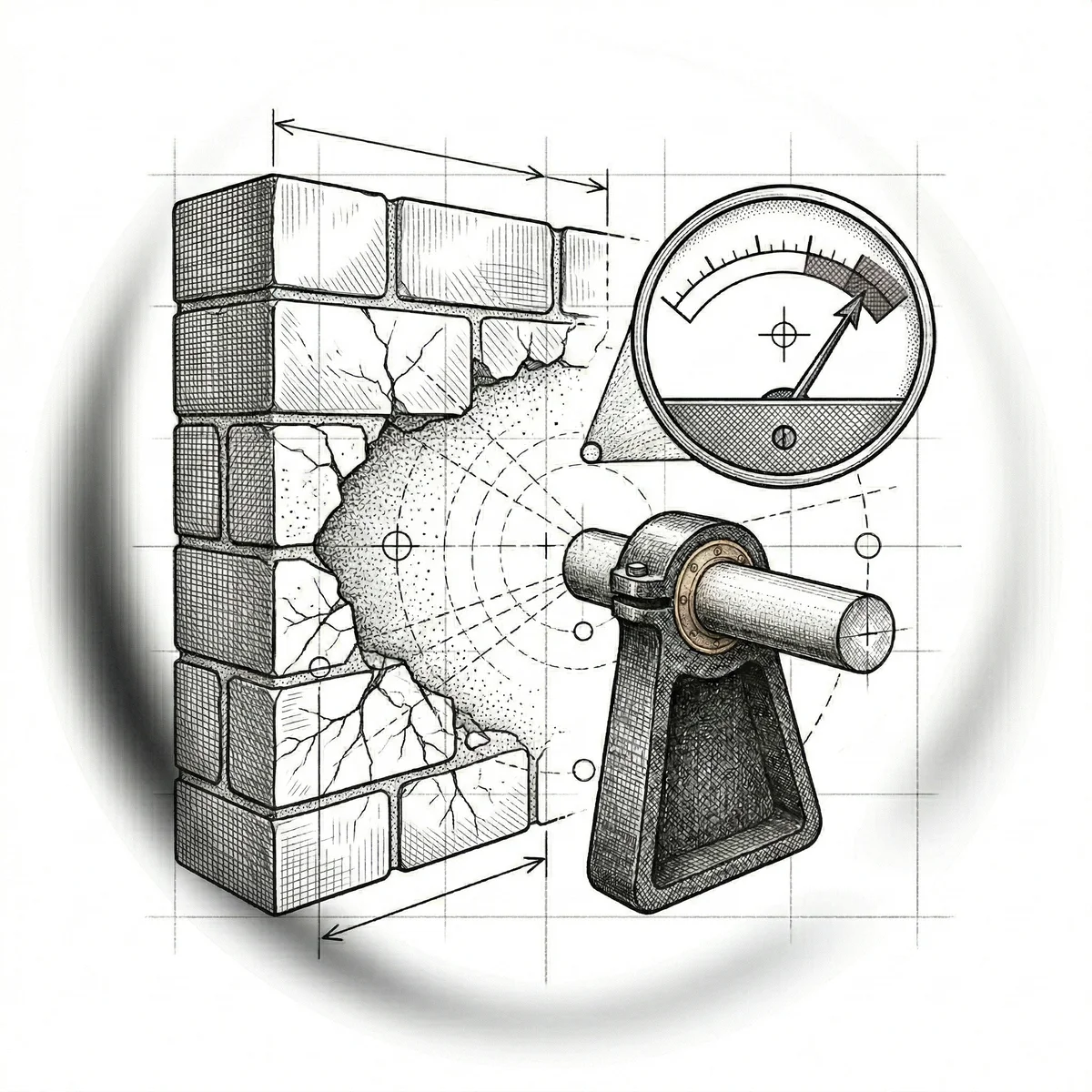 Geiger counter reading danger on intact-looking wall
